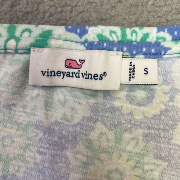 Vineyard Vines Womens Mandala Floral Short Sleeve Shift Dress Blue Green Small - Picture 3 of 5